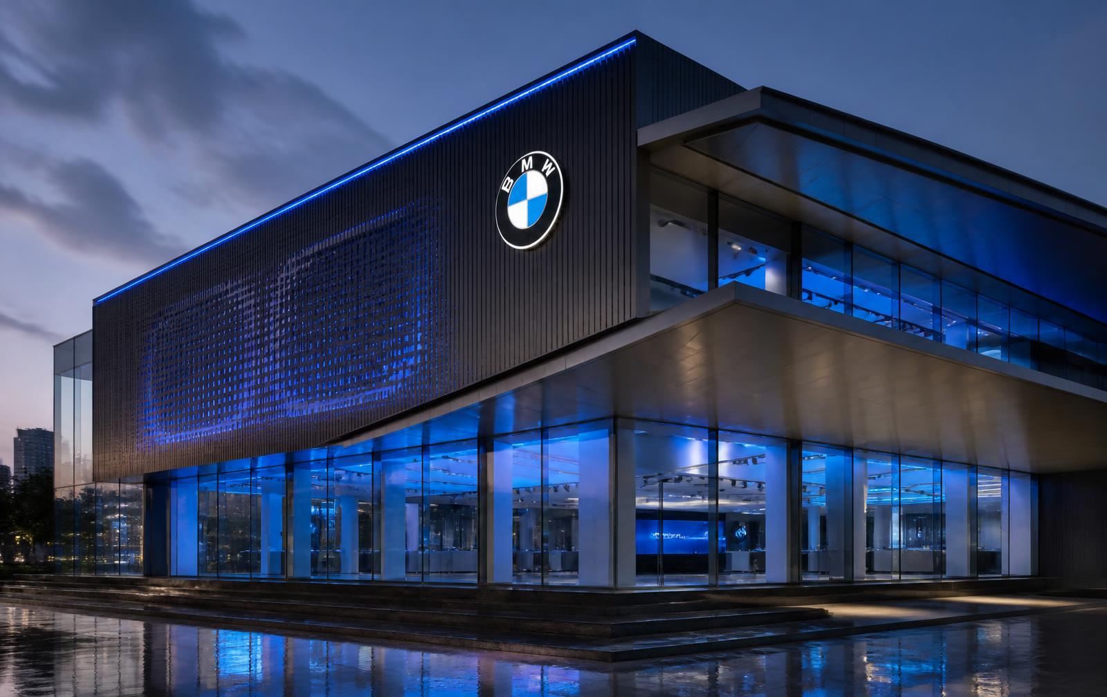 Fachada de concessionária BMW entregue pela Lumière Engenharia — Fortaleza · CE